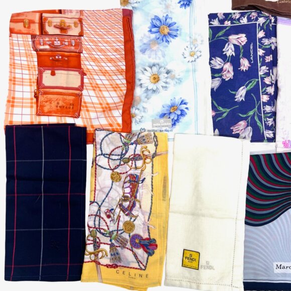 BULK SALE FOR RESALE:  14 Handkerchiefs +2 Scarf: BURBERRY-Celine-Fendi More!(#1 - Picture 1 of 16